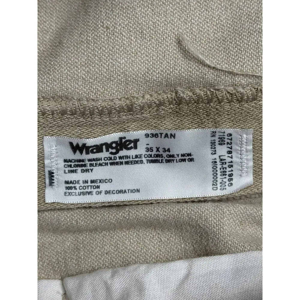 VINTAGE Wrangler Jeans Cowboy Cut 35x34 Tan Straight 936TAN Denim Western